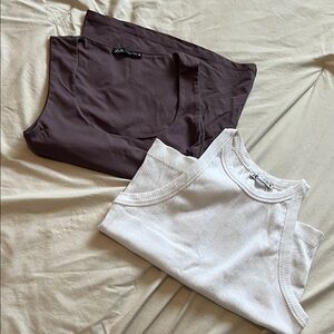 Zara Women's Tank Tops in White and Plum